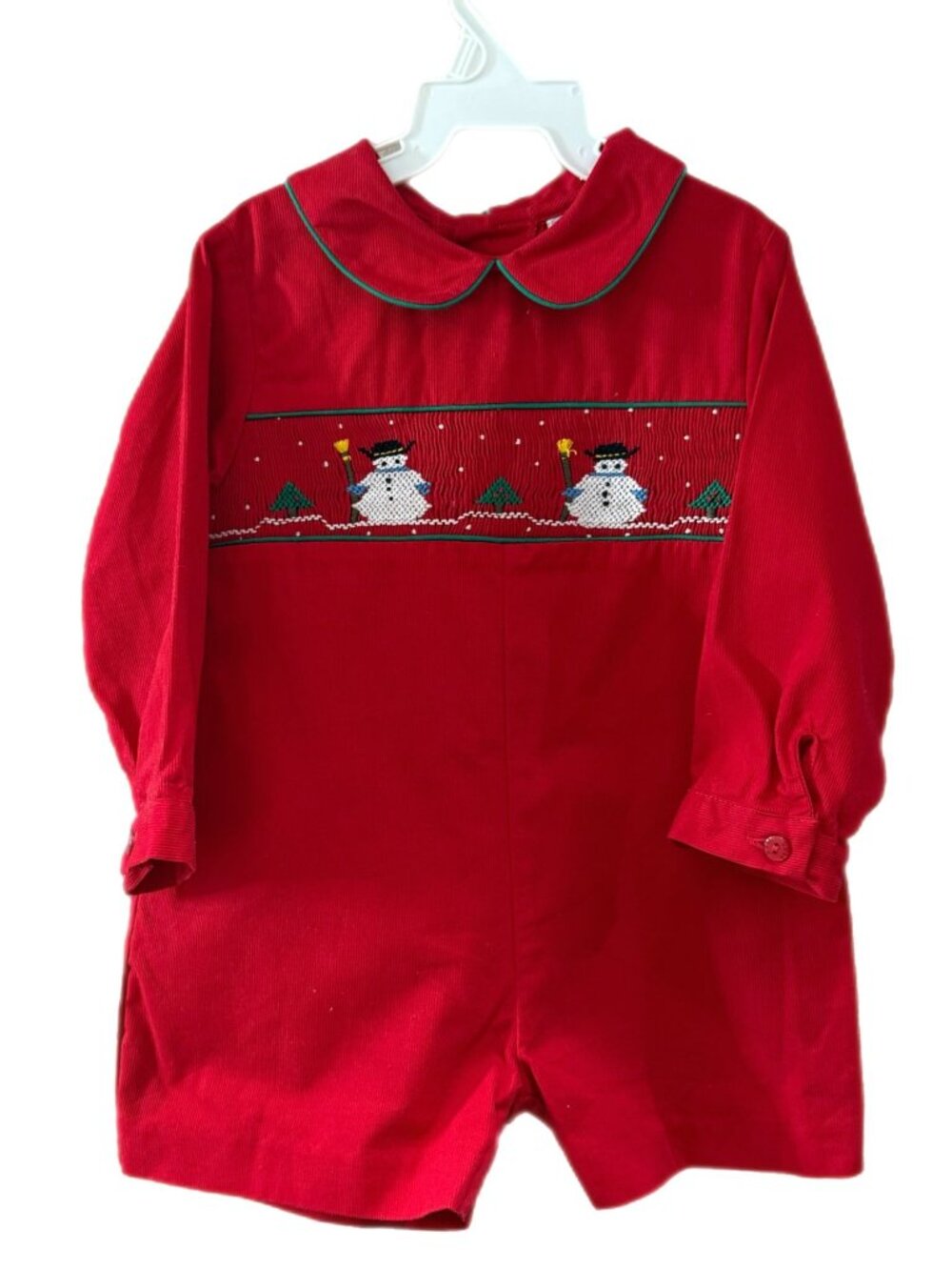 Luli & Me Size 24 Month Holiday Corduroy Smocked Romper Vintage NWOT